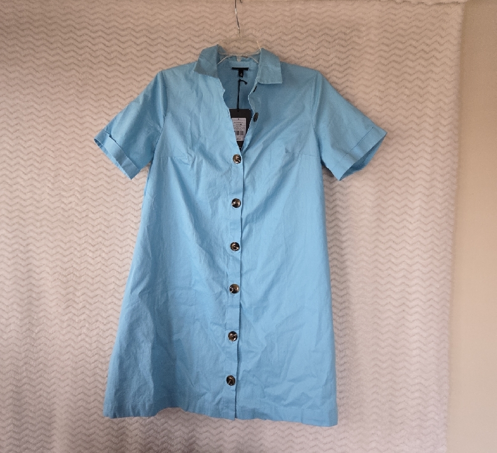 Light Blue Button-Up Shirt Dress